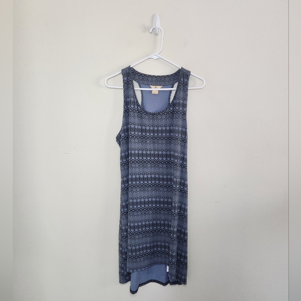 Elegant Blue Patterned Sleeveless Dress